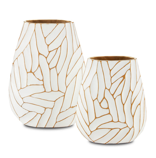 Currey and Company - 1200-0496 - Vase - Anika - White/Gold