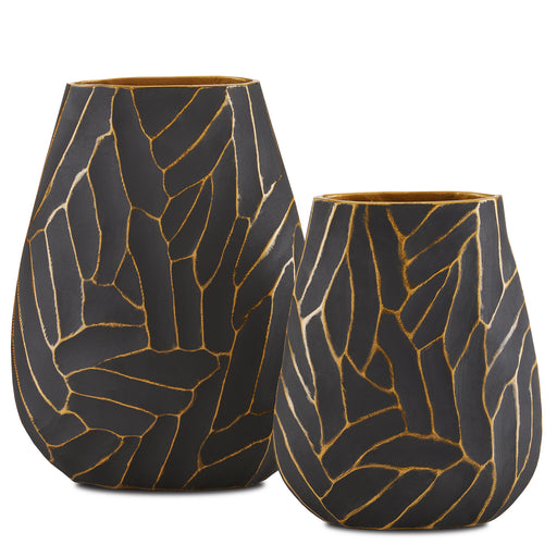 Currey and Company - 1200-0588 - Vase Set of 2 - Anika - Black/Gold