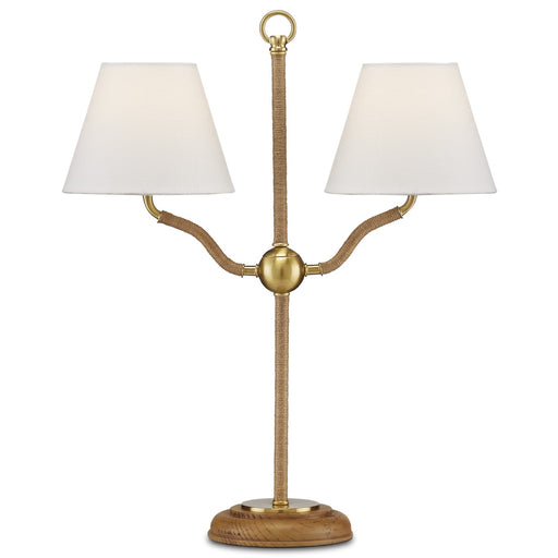 Currey and Company - 6000-0873 - Two Light Desk Lamp - Sirocco - Natural/Antique Brass