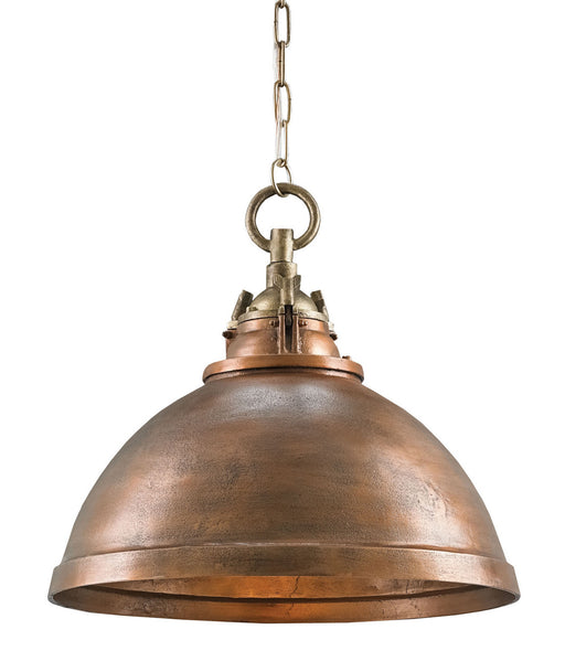 Currey and Company - 9857 - One Light Pendant - Admiral - Copper/Antique Brass