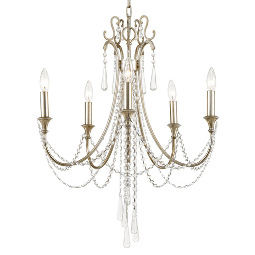 Crystorama - ARC-1905-SA-CL-MWP - Five Light Chandelier - Arcadia - Antique Silver