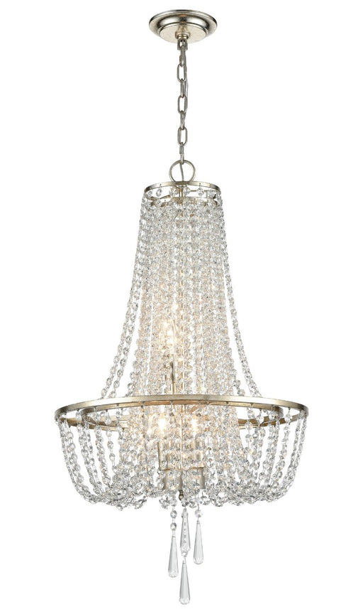 Crystorama - ARC-1907-SA-CL-MWP - Four Light Chandelier - Arcadia - Antique Silver