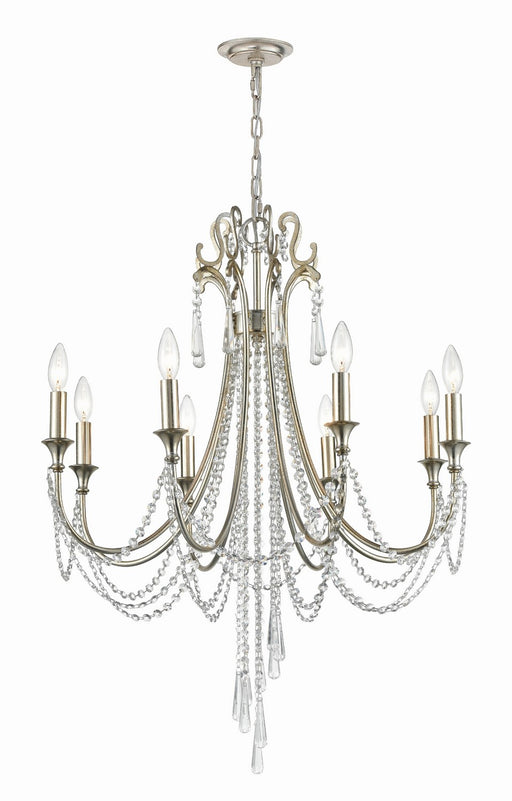 Crystorama - ARC-1908-SA-CL-MWP - Eight Light Chandelier - Arcadia - Antique Silver