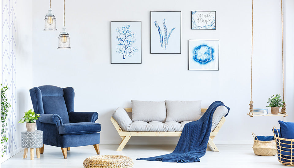 Living room blue art