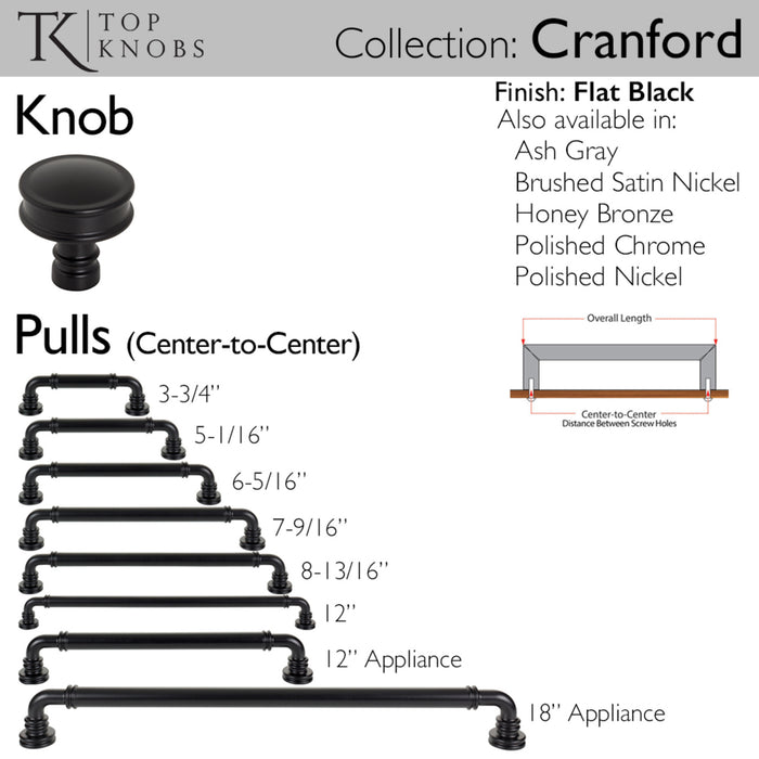 Top Knobs Cranford 12" Center to Center Appliance Pull