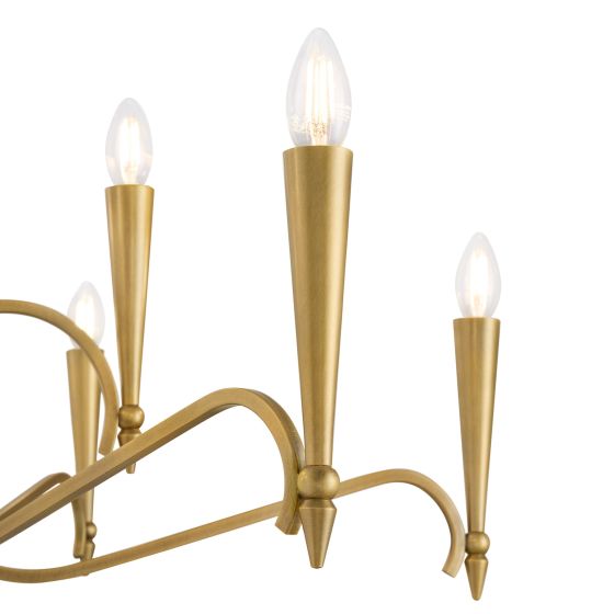Tremont 9 Light Chandelier in Riviera Brass with Elegant Curved Arms and Candle Covers - Savoy House