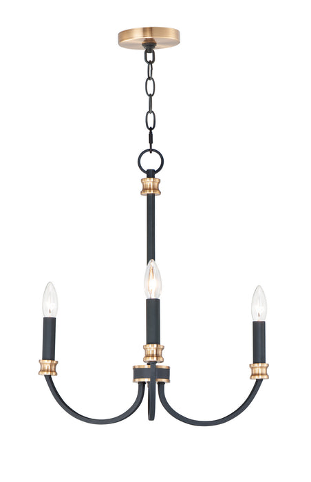 Maxim - 11373BKAB - Three Light Chandelier - Charlton - Black / Antique Brass