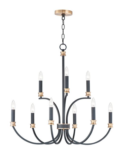 Maxim - 11377BKAB - Nine Light Chandelier - Charlton - Black / Antique Brass