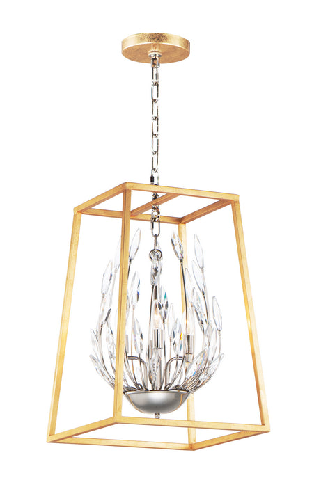 Maxim - 32404BCPNGL - Four Light Pendant - Bouquet - Polished Nickel / Gold Leaf