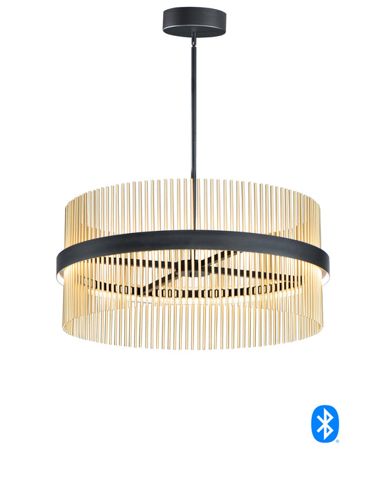 ET2 - E34207-BKSBR - LED Pendant - Chimes WiZ - Black / Satin Brass