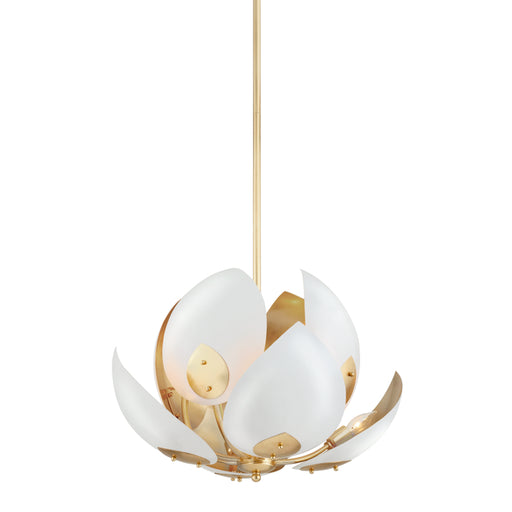 Hudson Valley - 5708-GL/WH - Eight Light Chandelier - Lotus - Gold Leaf/White