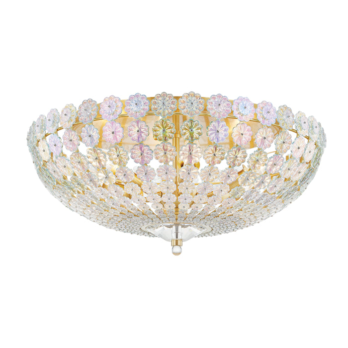 Hudson Valley - 8222-AGB - Six Light Flush Mount - Floral Park - Aged Brass