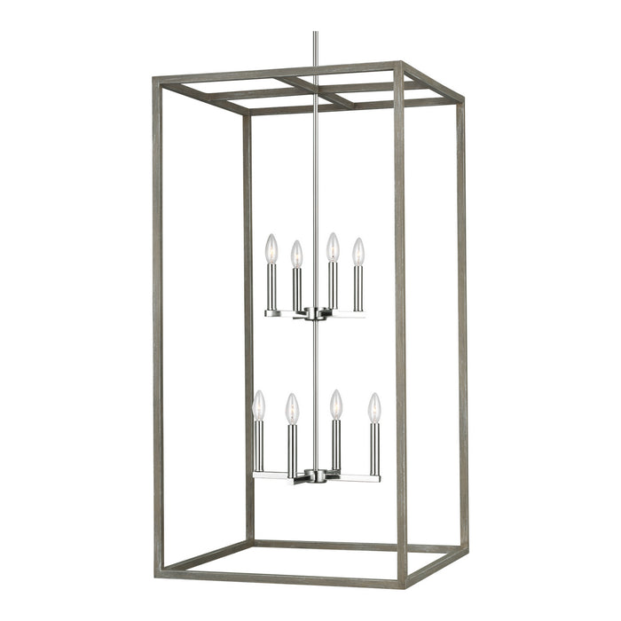 Generation Lighting. - 5234508-872 - Eight Light Hall / Foyer Pendant - Moffet Street - Washed Pine