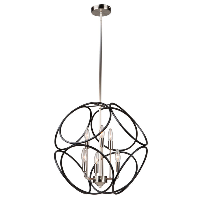 Artcraft - AC11566NB - Six Light Chandelier - Sorrento - Matte Black & Satin Nickel