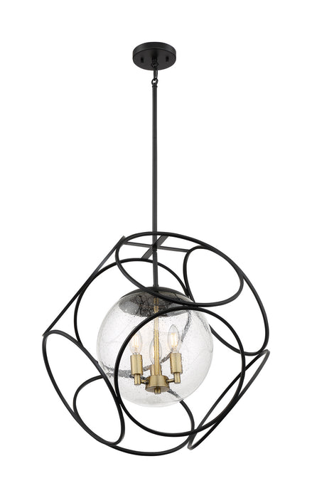 Nuvo Lighting - 60-6947 - Three Light Pendant - Aurora - Black / Vintage Brass