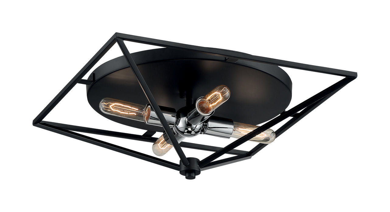 Nuvo Lighting - 60-7006 - Four Light Flushmount - Legend - Black / Polished Nickel