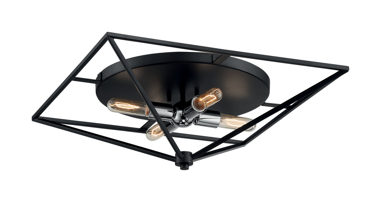 Nuvo Lighting - 60-7007 - Four Light Flushmount - Legend - Black / Polished Nickel