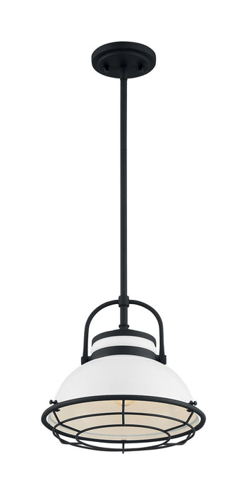 Nuvo Lighting - 60-7084 - One Light Pendant - Upton - Gloss White / Black Accents
