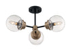 Nuvo Lighting - 60-7123 - Three Light Semi Flush Mount - Axis - Matte Black / Brass Accents