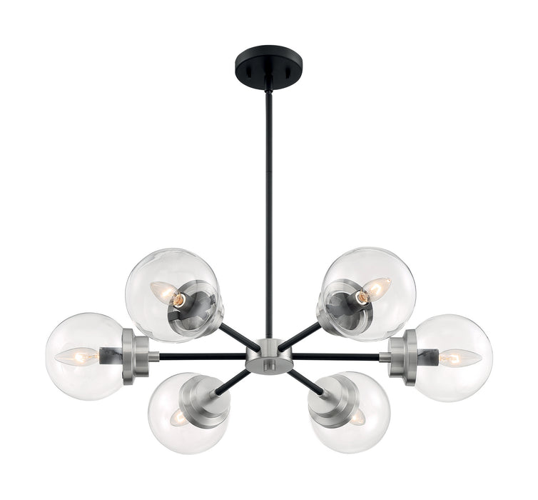 Nuvo Lighting - 60-7136 - Six Light Chandelier - Axis - Matte Black / Brushed Nickel Accents