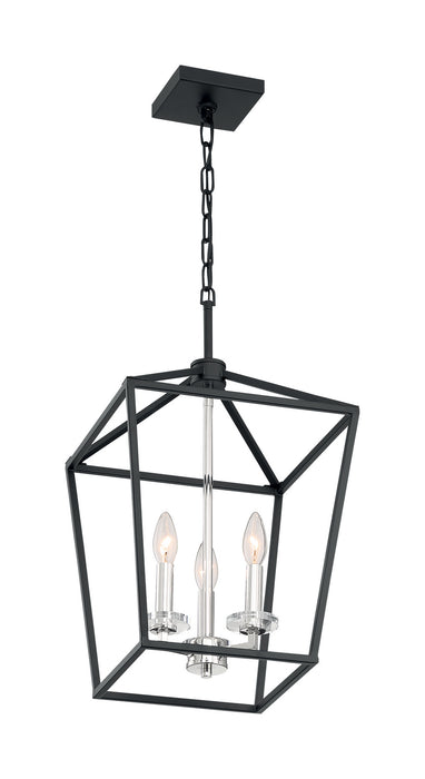 Nuvo Lighting - 60-7145 - Three Light Pendant - Storyteller - Matte Black / Polished Nickel Accents