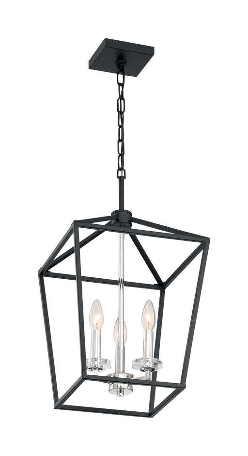 Nuvo Lighting - 60-7145 - Three Light Pendant - Storyteller - Matte Black / Polished Nickel Accents