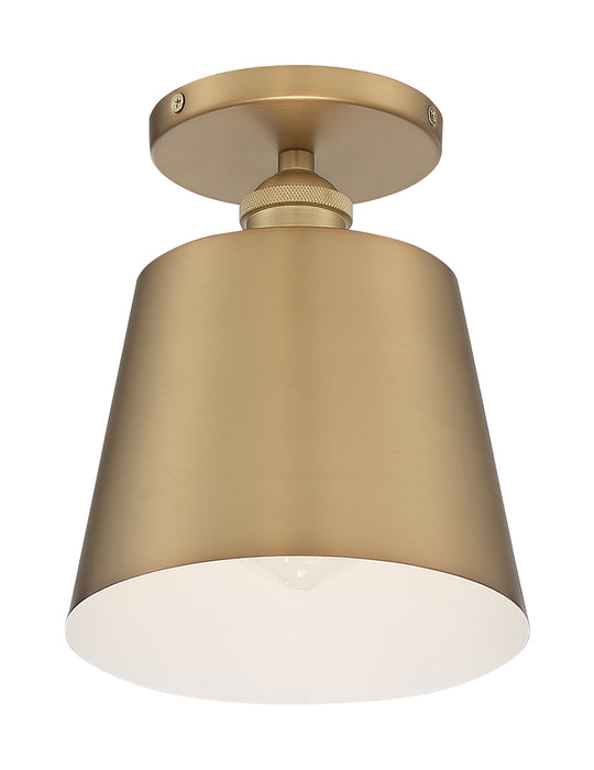 Nuvo Lighting - 60-7321 - One Light Semi Flush Mount - Motif - Brushed Brass / White Accents