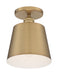 Nuvo Lighting - 60-7321 - One Light Semi Flush Mount - Motif - Brushed Brass / White Accents