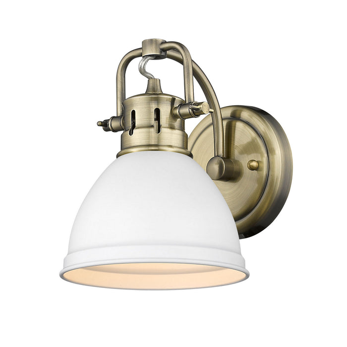 Golden - 3602-BA1 AB-WHT - One Light Bath Vanity - Duncan AB - Aged Brass