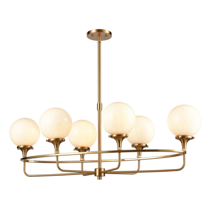 ELK Home - 30147/6 - Six Light Linear Chandelier - Beverly Hills - Satin Brass