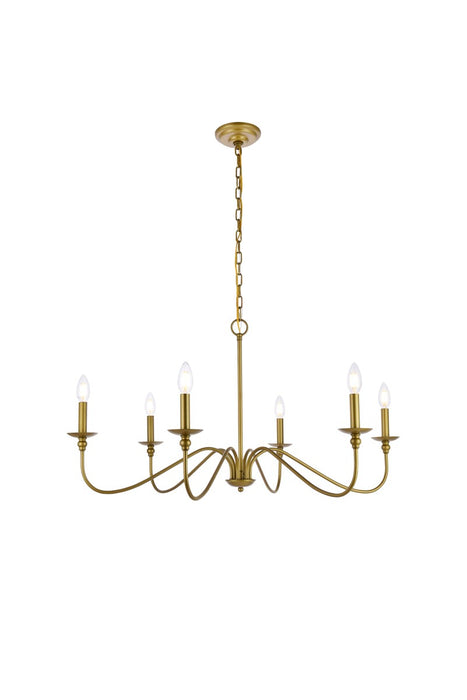 Elegant Lighting - LD5006D36BR - Six Lights Chandelier - Rohan - Brass