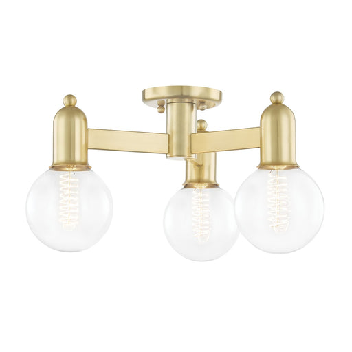 Mitzi - H419603-AGB - Three Light Semi Flush Mount - Bryce - Aged Brass