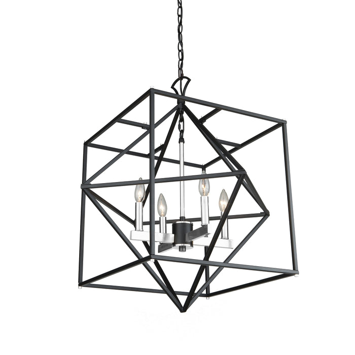 Artcraft - AC11204PN - Four Light Chandelier - Roxton - Matte Black & Polished Nickel