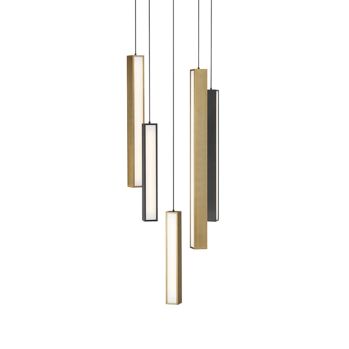 Modern Forms - PD-64805R-BK/AB-BK - LED Pendant - Chaos - Black/Aged Brass & Black