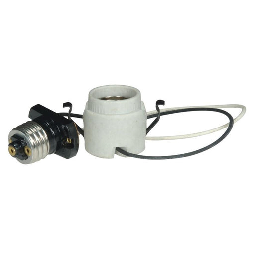Satco - 80-1212 - Keyless Porcelain Socket With Adapter And Double Snap-In Clip - White