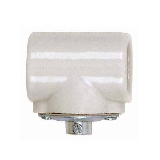 Satco - 80-1225 - Twin Porcelain Socket With Flange Bushing Cap - Glazed White