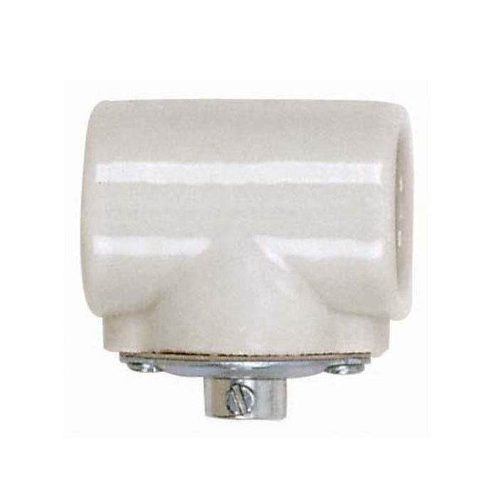 Satco - 80-1225 - Twin Porcelain Socket With Flange Bushing Cap - Glazed White