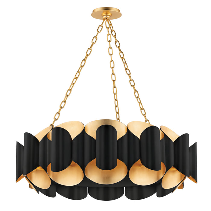 Hudson Valley - 8534-GL/BK - 12 Light Chandelier - Banks - Gold Leaf/Black