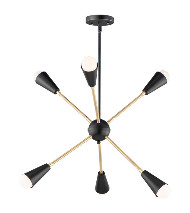 Maxim - 11266BKSBR - Six Light Pendant - Lovell - Black / Satin Brass