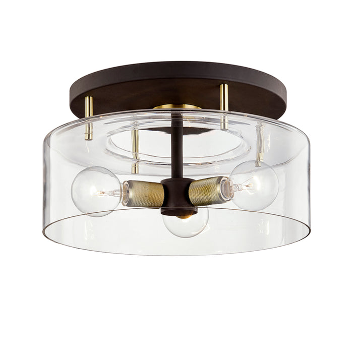 Troy Lighting - C7542-BRZ/BBA - Three Light Semi Flush Mount - Bergamot Station - Bronze And Brass