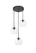 Elegant Lighting - LD2208BK - Three Light Pendant - BAXTER - Black And Clear