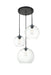 Elegant Lighting - LD2218BK - Three Light Pendant - BAXTER - Black And Clear