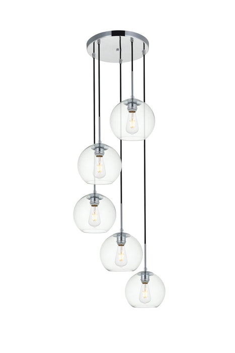 Elegant Lighting - LD2226C - Five Light Pendant - BAXTER - Chrome And Clear