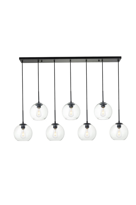 Elegant Lighting - LD2230BK - Seven Light Pendant - BAXTER - Black And Clear