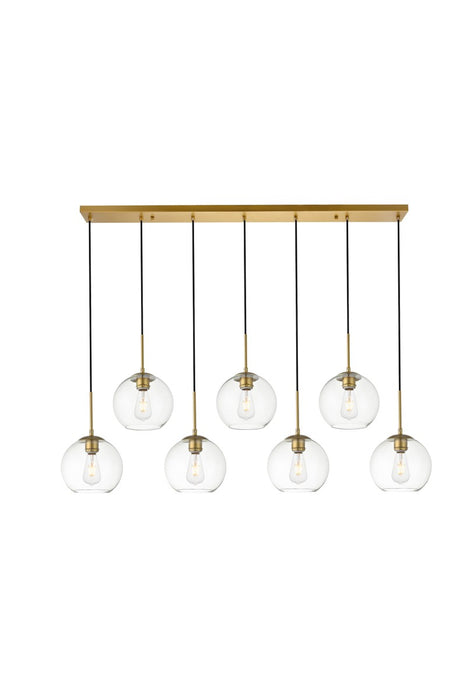 Elegant Lighting - LD2230BR - Seven Light Pendant - BAXTER - Brass And Clear