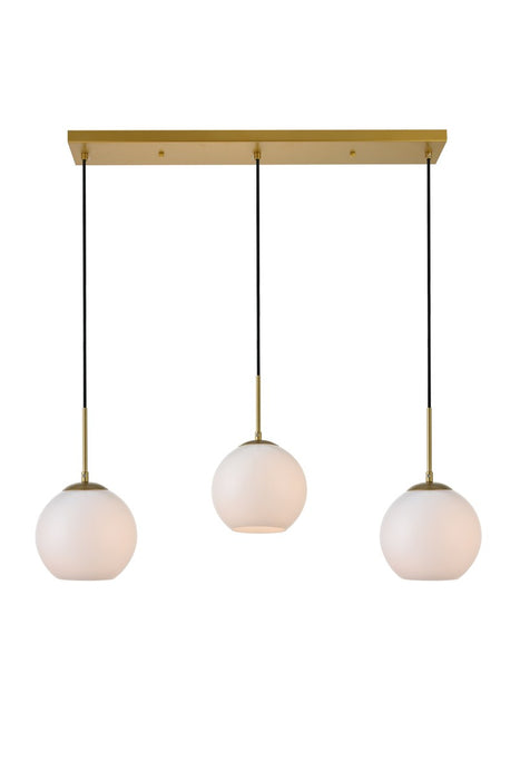 Elegant Lighting - LD2237BR - Three Light Pendant - BAXTER - Brass And Frosted White