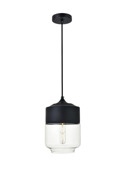 Elegant Lighting - LD2241BK - One Light Pendant - ASHWELL - Black And Clear