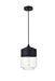 Elegant Lighting - LD2241BK - One Light Pendant - ASHWELL - Black And Clear