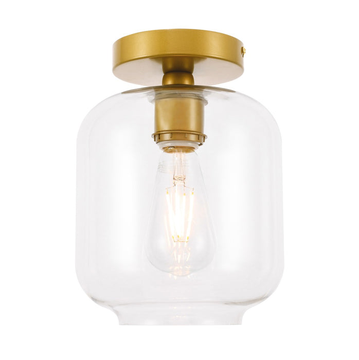 Elegant Lighting - LD2270BR - One Light Flush Mount - Collier - Brass And Clear Glass