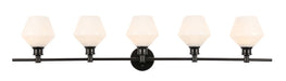 Elegant Lighting - LD2325BK - Five Light Wall Sconce - Gene - Black And Frosted White Glass